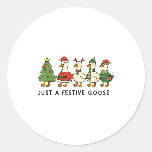 Xmas Funny Silly Goose Christmas Pjs Just A Festiv ラウンドシール (正面)