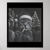 Xmas Funny Smoking Cat Cigarette Kitty Gen Z Meme  ポスター (正面)