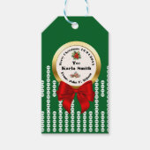 XMAS GIFT BAG green & red numbers editable ギフトタグ (正面)