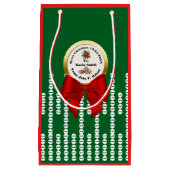 XMAS GIFT BAG green & red numbers editable スモールペーパーバッグ (正面)