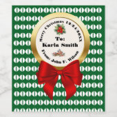 XMAS GIFT BAG green & red numbers editable ワインラベル (シングルラベル)