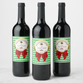 XMAS GIFT BAG green & red numbers editable ワインラベル (ボトル)