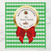 XMAS GIFT BAG green & red numbers editable ワインラベル (シングルラベル)