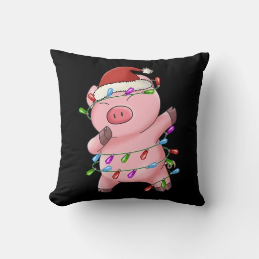 Xmas Gift Dabbing Pig Christmas クッション (正面)