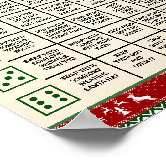 Xmas Gift Exchange Roll Dice Game Ugly Sweater ポスター (角)