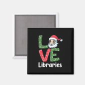 Xmas Gift LOVE Libraries Cute Santa マグネット (正面/裏面)