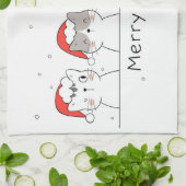 Xmas Gift | Merry Christmas With Cat キッチンタオル (折り畳み)