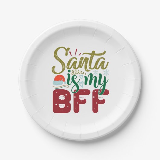 Xmas Gift | Santa Is My BFF ペーパープレート (正面)