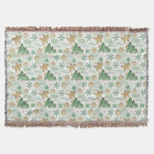 Xmas Gingerbread Winter Pattern スローブランケット (正面)