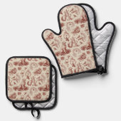 Xmas Golden Retriever Letter A Oven Mitt Set 鍋つかみ&鍋敷きセット (正面/裏面)