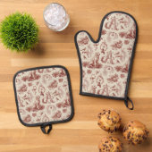 Xmas Golden Retriever Letter A Oven Mitt Set 鍋つかみ&鍋敷きセット (トップダウン)