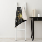 Xmas Golden Snowflakes on Black Background シェルパブランケット (インサイチュ)