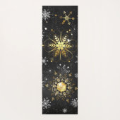 Xmas Golden Snowflakes on Black Background ヨガマット (裏面)