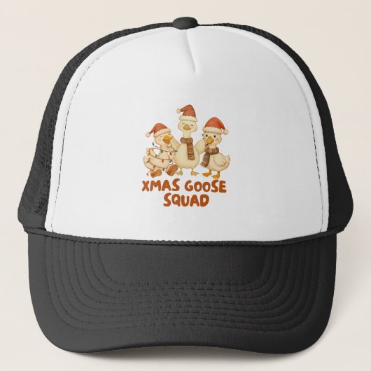 Xmas Goose Squad – Funny Holiday Trucker Hat キャップ (正面)