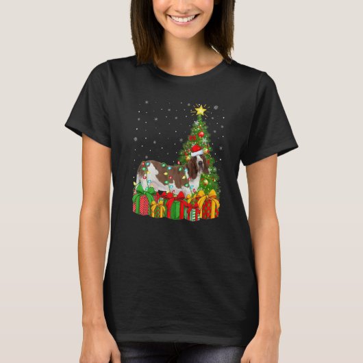 Xmas Holiday Lights Santa Basset Hound Dog Christm Tシャツ (正面)