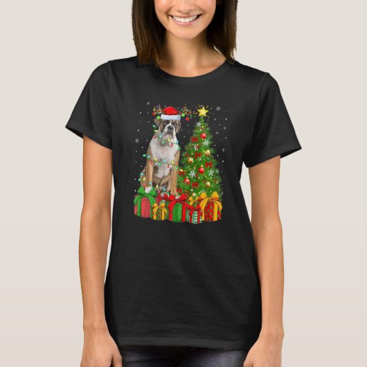 Xmas Holiday Lights Santa English Bulldog Christma Tシャツ (正面)