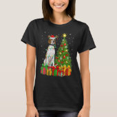 Xmas Holiday Lights Santa English Pointer Dog Chri Tシャツ (正面)