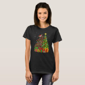 Xmas Holiday Lights Santa Newfoundland Dog Christm Tシャツ (正面フル)