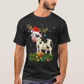 Xmas Holiday Reindeer Hat Santa Cattle Christmas Tシャツ (正面)