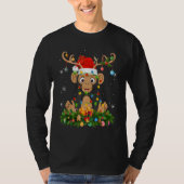 Xmas Holiday Reindeer Hat Santa Chimpanzee Christm Tシャツ (正面)