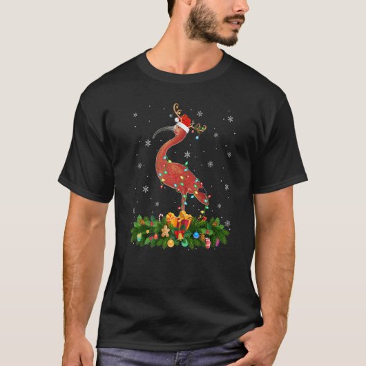 Xmas Holiday Reindeer Hat Santa Ibis Bird Christma Tシャツ (正面)