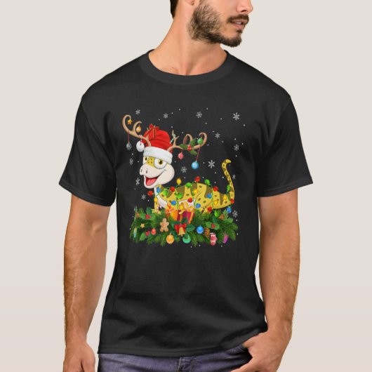 Xmas Holiday Reindeer Hat Santa Lizard Christmas Tシャツ (正面)