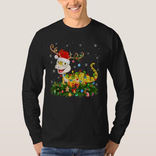 Xmas Holiday Reindeer Hat Santa Lizard Christmas Tシャツ (正面)