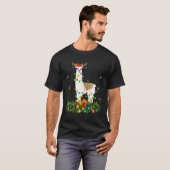 Xmas Holiday Reindeer Hat Santa Llama Christmas Tシャツ (正面フル)