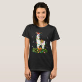 Xmas Holiday Reindeer Hat Santa Llama Christmas Tシャツ (正面フル)