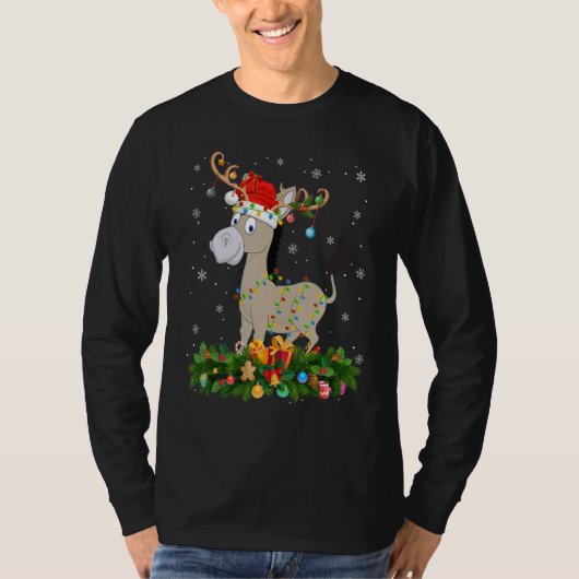 Xmas Holiday Reindeer Hat Santa Mule Christmas Tシャツ (正面)