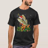 Xmas Holiday Reindeer Hat Santa Perch Fish Christm Tシャツ (正面)