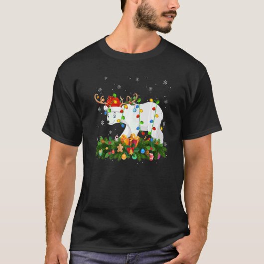 Xmas Holiday Reindeer Hat Santa Polar Bear Christm Tシャツ (正面)