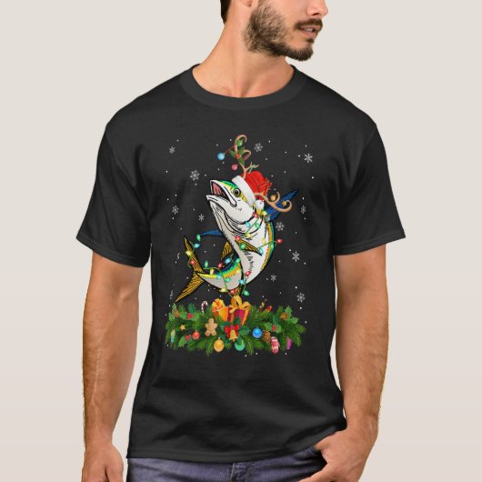 Xmas Holiday Reindeer Hat Santa Tuna Fish Christma Tシャツ (正面)