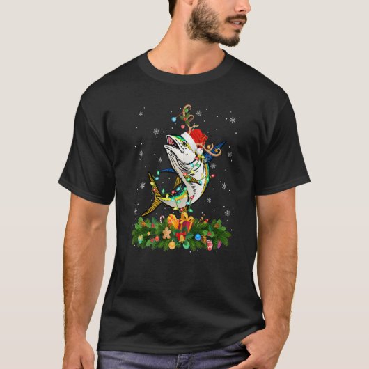 Xmas Holiday Reindeer Hat Santa Tuna Fish Christma Tシャツ (正面)