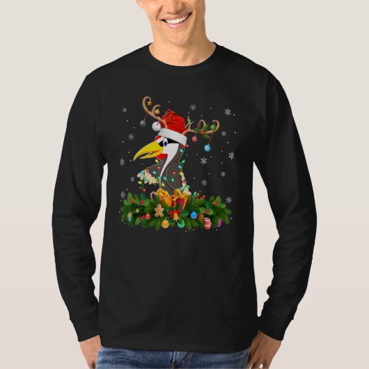 Xmas Holiday Reindeer Hat Santa Woodpecker Bird Ch Tシャツ (正面)