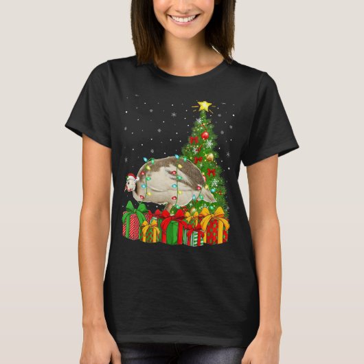 Xmas Holiday Santa Guinea Fowl Bird Christmas Tree Tシャツ (正面)