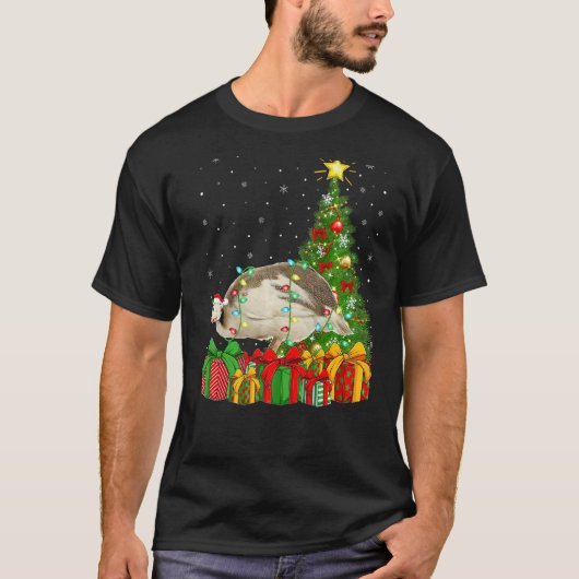 Xmas Holiday Santa Guinea Fowl Bird Christmas Tree Tシャツ (正面)