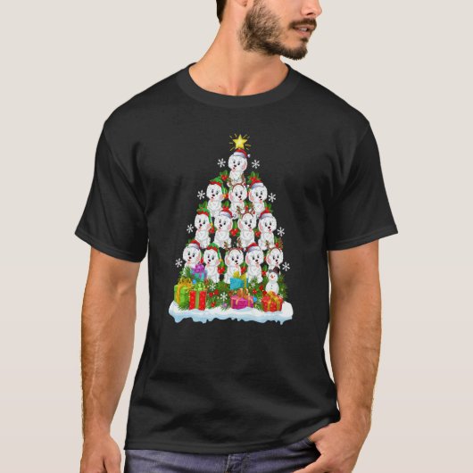 Xmas Holiday  Santa Havanese Dog Christmas Tree Tシャツ (正面)