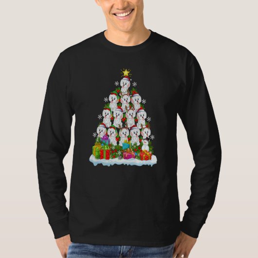 Xmas Holiday  Santa Havanese Dog Christmas Tree Tシャツ (正面)