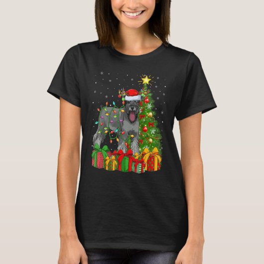 Xmas Holiday Santa Miniature Schnauzer Dog Christm Tシャツ (正面)