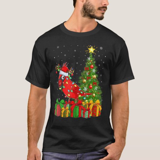 Xmas Holiday Santa Northern Cardinal Bird Christma Tシャツ (正面)