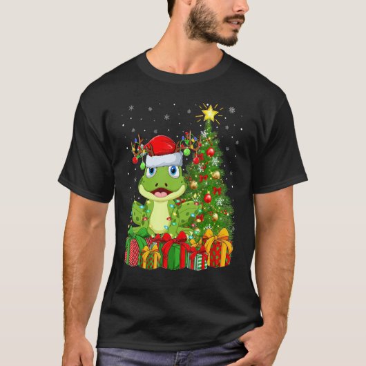 Xmas Holiday Santa Poison Dart Frog Christmas Tree Tシャツ (正面)