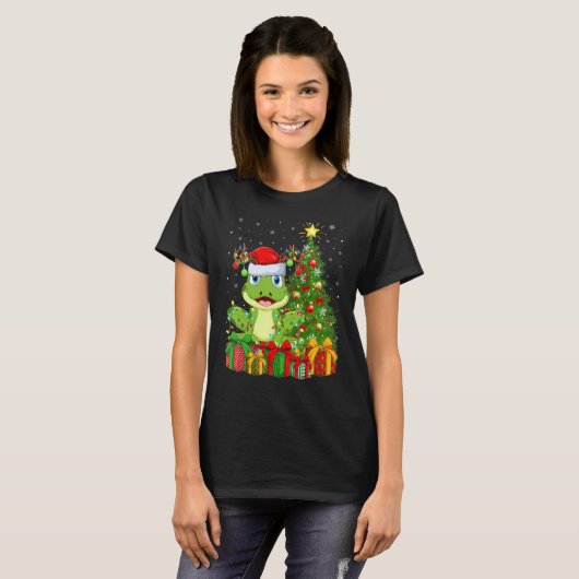 Xmas Holiday Santa Poison Dart Frog Christmas Tree Tシャツ (正面フル)