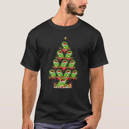 Xmas Holiday Santa Triceratops Dinosaur Christmas Tシャツ (正面)
