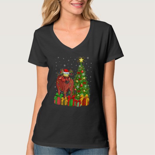 Xmas Holiday Santa Water Buffalo Christmas Tree   Tシャツ (正面)