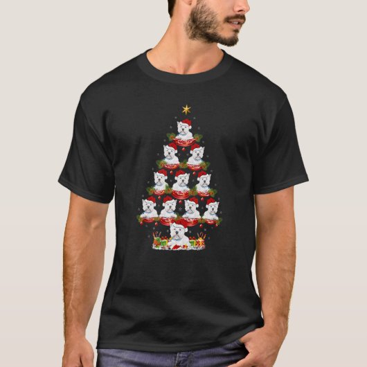 Xmas Holiday  Santa Westie Dog Christmas Tree Tシャツ (正面)