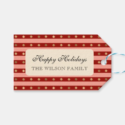 Xmas Holiday Striped Noel Christmas Wrapping  ギフトタグ (正面(横))