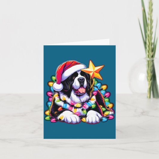 Xmas Landseer Newfoundland Dog Tangled Christmas L カード (正面)