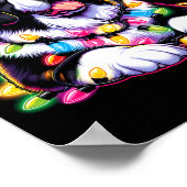 Xmas Landseer Newfoundland Dog Tangled Christmas L ポスター (角)