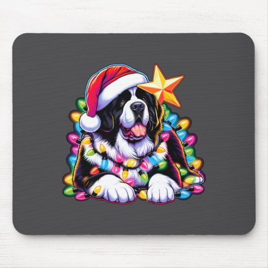 Xmas Landseer Newfoundland Dog Tangled Christmas L マウスパッド (正面)